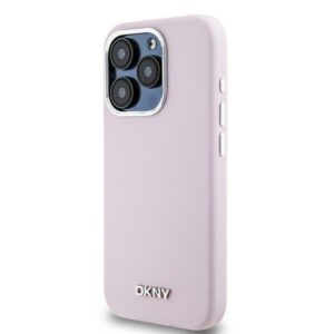 DKNY DKHMP15LSMCHLP Apple iPhone 15 Pro 6.1" rožinės spalvos kietas dėklas Liquid Silicone Small Metal Logo MagSafe - Image 2