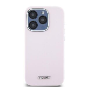DKNY DKHMP15LSMCHLP Apple iPhone 15 Pro 6.1" rožinės spalvos kietas dėklas Liquid Silicone Small Metal Logo MagSafe - Image 3