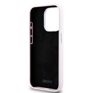 DKNY DKHMP15LSMCHLP Apple iPhone 15 Pro 6.1" rožinės spalvos kietas dėklas Liquid Silicone Small Metal Logo MagSafe - Image 7