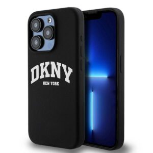 DKNY DKHMP13LSNYACH Apple iPhone 13 Pro 13 6.1" juodos spalvos kietas dėklas Liquid Silicone baltos spalvos Printed Logo MagSaf - Image 1