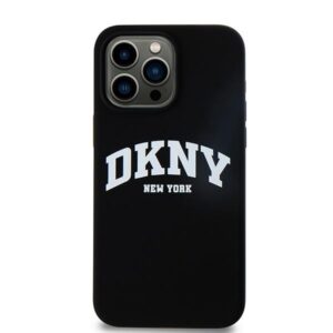 DKNY DKHMP13XSNYACH Apple iPhone 13 Pro Max 6.7" juodos spalvos kietas dėklas Liquid Silicone baltos spalvos Printed Logo MagSafe - Image 3