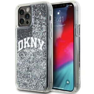 DKNY DKHCP12MLBNAEK Apple iPhone 12 12 Pro 6.1" juodos spalvos kietas dėklas Liquid Glitter Big Logo