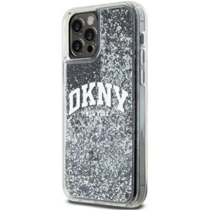DKNY DKHCP12MLBNAEK Apple iPhone 12 12 Pro 6.1" juodos spalvos kietas dėklas Liquid Glitter Big Logo - Image 2