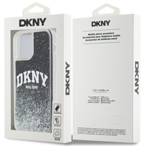 DKNY DKHCP12MLBNAEK Apple iPhone 12 12 Pro 6.1" juodos spalvos kietas dėklas Liquid Glitter Big Logo - Image 8