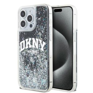 DKNY DKHCP15XLBNAEK Apple iPhone 15 Pro Max 6.7" juodos spalvos kietas dėklas Liquid Glitter Big Logo - Image 1