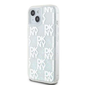 DKNY DKHCP15SLCPEPT Apple iPhone 15   14   13 6.1" baltos spalvos kietas dėklas Liquid Glitter Multilogo - Image 2