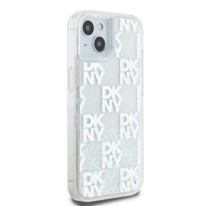 DKNY DKHCP15SLCPEPT Apple iPhone 15   14   13 6.1" baltos spalvos kietas dėklas Liquid Glitter Multilogo - Image 4