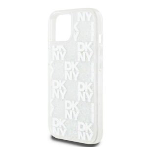 DKNY DKHCP15SLCPEPT Apple iPhone 15   14   13 6.1" baltos spalvos kietas dėklas Liquid Glitter Multilogo - Image 6