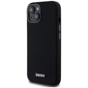 DKNY DKHMP14SSMCHLK Apple iPhone 14   15   13 6.1" juodos spalvos kietas dėklas Liquid Silicone Small Metal Logo MagSafe - Image 2