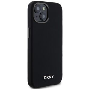 DKNY DKHMP14SSMCHLK Apple iPhone 14   15   13 6.1" juodos spalvos kietas dėklas Liquid Silicone Small Metal Logo MagSafe - Image 4