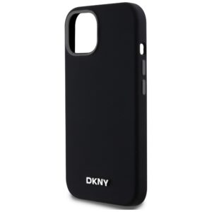 DKNY DKHMP14SSMCHLK Apple iPhone 14   15   13 6.1" juodos spalvos kietas dėklas Liquid Silicone Small Metal Logo MagSafe - Image 6