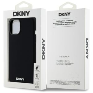DKNY DKHMP14SSMCHLK Apple iPhone 14   15   13 6.1" juodos spalvos kietas dėklas Liquid Silicone Small Metal Logo MagSafe - Image 8