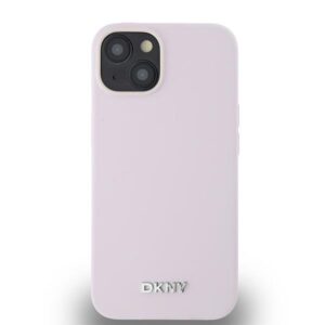 DKNY DKHMP14SSMCHLP Apple iPhone 14 15 13 6.1" rožinės spalvos kietas dėklas Liquid Silicone Small Metal Logo MagSafe - Image 3