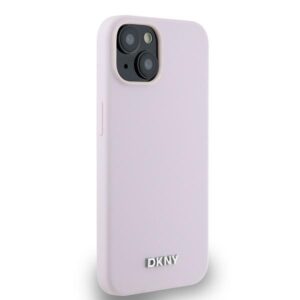 DKNY DKHMP14SSMCHLP Apple iPhone 14 15 13 6.1" rožinės spalvos kietas dėklas Liquid Silicone Small Metal Logo MagSafe - Image 4