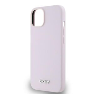 DKNY DKHMP14SSMCHLP Apple iPhone 14 15 13 6.1" rožinės spalvos kietas dėklas Liquid Silicone Small Metal Logo MagSafe - Image 6