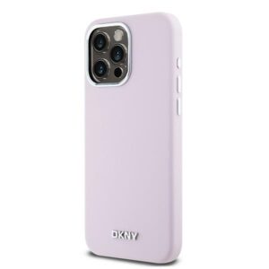 DKNY DKHMP15XSMCHLP Apple iPhone 15 Pro Max 6.7" rožinės spalvos kietas dėklas Liquid Silicone Small Metal Logo MagSafe - Image 2