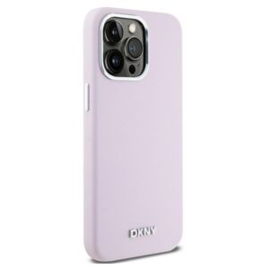 DKNY DKHMP15XSMCHLP Apple iPhone 15 Pro Max 6.7" rožinės spalvos kietas dėklas Liquid Silicone Small Metal Logo MagSafe - Image 4