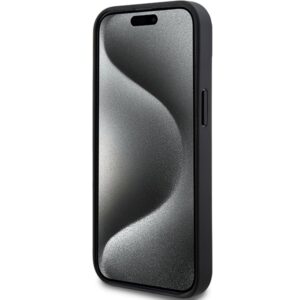 DKNY DKHCP15MPRTHSLK Apple iPhone 15 Plus   14 Plus 6.7" juodos spalvos kietas dėklas Leather Mono Stripe & Metal Logo - Image 5