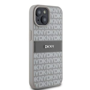 DKNY DKHCP15MPRTHSLE Apple iPhone 15 Plus 14 Plus 6.7 inch beige kietas dėklas Leather Mono Stripe & Metal Lo - Image 4