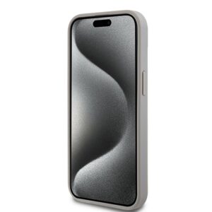 DKNY DKHCP15MPRTHSLE Apple iPhone 15 Plus 14 Plus 6.7 inch beige kietas dėklas Leather Mono Stripe & Metal Lo - Image 5