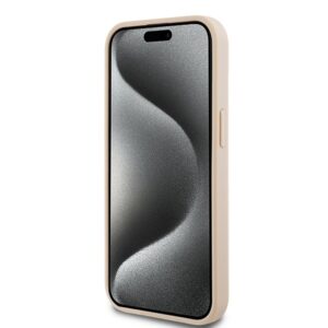 DKNY DKHCP15SPRTHSLP Apple iPhone 15 14 13 6.1 inch rožinės spalvos kietas dėklas Leather Mono Stripe & Metal Logo - Image 5