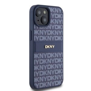 DKNY DKHCP15SPRTHSLB Apple iPhone 15 14 13 6.1 inch blue kietas dėklas Leather Mono Stripe & Metal Logo - Image 4
