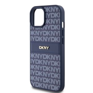 DKNY DKHCP15SPRTHSLB Apple iPhone 15 14 13 6.1 inch blue kietas dėklas Leather Mono Stripe & Metal Logo - Image 6