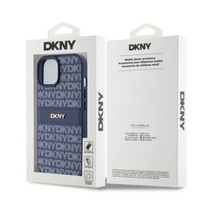 DKNY DKHCP15SPRTHSLB Apple iPhone 15 14 13 6.1 inch blue kietas dėklas Leather Mono Stripe & Metal Logo - Image 8