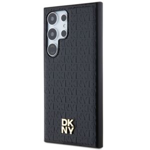 DKNY DKHMS24LPSHRPSK S24 Ultra S928 juodos spalvos kietas dėklas Leather Pattern Metal Logo MagSafe - Image 2