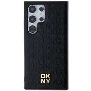 DKNY DKHMS24LPSHRPSK S24 Ultra S928 juodos spalvos kietas dėklas Leather Pattern Metal Logo MagSafe - Image 3