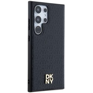 DKNY DKHMS24LPSHRPSK S24 Ultra S928 juodos spalvos kietas dėklas Leather Pattern Metal Logo MagSafe - Image 4