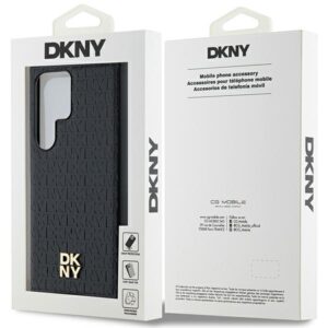 DKNY DKHMS24LPSHRPSK S24 Ultra S928 juodos spalvos kietas dėklas Leather Pattern Metal Logo MagSafe - Image 8