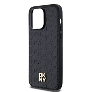 DKNY DKHMP13XPSHRPSK Apple iPhone 13 Pro Max 6.7 inch juodos spalvos kietas dėklas Leather Pattern Metal Logo MagSafe - Image 6