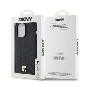 DKNY DKHMP13XPSHRPSK Apple iPhone 13 Pro Max 6.7 inch juodos spalvos kietas dėklas Leather Pattern Metal Logo MagSafe - Image 8