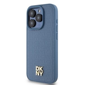 DKNY DKHMP15LPSHRPSB Apple iPhone 15 Pro 6.1 inch blue kietas dėklas Leather Monogram Pattern Metal Logo MagSaf - Image 2
