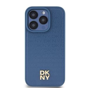 DKNY DKHMP15LPSHRPSB Apple iPhone 15 Pro 6.1 inch blue kietas dėklas Leather Monogram Pattern Metal Logo MagSaf - Image 3