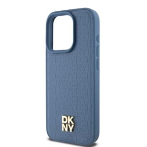 DKNY DKHMP15LPSHRPSB Apple iPhone 15 Pro 6.1 inch blue kietas dėklas Leather Monogram Pattern Metal Logo MagSaf - Image 6