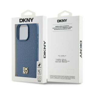 DKNY DKHMP15LPSHRPSB Apple iPhone 15 Pro 6.1 inch blue kietas dėklas Leather Monogram Pattern Metal Logo MagSaf - Image 8
