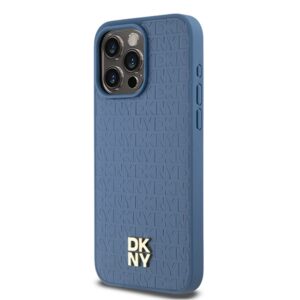 DKNY DKHMP15XPSHRPSB Apple iPhone 15 Pro Max 6.7 inch blue kietas dėklas Leather Monogram Pattern Metal Logo Ma - Image 2