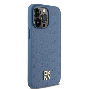 DKNY DKHMP15XPSHRPSB Apple iPhone 15 Pro Max 6.7 inch blue kietas dėklas Leather Monogram Pattern Metal Logo Ma - Image 4