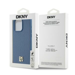 DKNY DKHMP15XPSHRPSB Apple iPhone 15 Pro Max 6.7 inch blue kietas dėklas Leather Monogram Pattern Metal Logo Ma - Image 8
