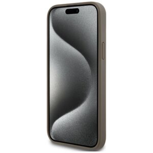 DKNY DKHMP15SPSHRPSW Apple iPhone 15   14   13 6.1 inch rudos spalvos kietas dėklas Leather Pattern Metal Logo MagSafe - Image 5