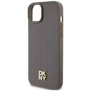 DKNY DKHMP15SPSHRPSW Apple iPhone 15   14   13 6.1 inch rudos spalvos kietas dėklas Leather Pattern Metal Logo MagSafe - Image 6