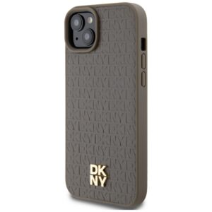 DKNY DKHMP15MPSHRPSW Apple iPhone 15 Plus 14 Plus 6.7 inch rudos spalvos kietas dėklas Leather Pattern Metal Logo Mag - Image 2