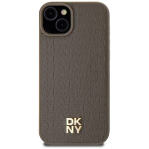 DKNY DKHMP15MPSHRPSW Apple iPhone 15 Plus 14 Plus 6.7 inch rudos spalvos kietas dėklas Leather Pattern Metal Logo Mag - Image 3