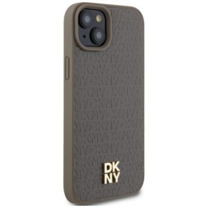 DKNY DKHMP15MPSHRPSW Apple iPhone 15 Plus 14 Plus 6.7 inch rudos spalvos kietas dėklas Leather Pattern Metal Logo Mag - Image 4