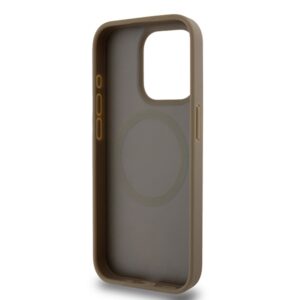 DKNY DKHMP15LPSHRPSW Apple iPhone 15 Pro 6.1 inch rudos spalvos kietas dėklas Leather Monogram Pattern Metal Logo MagSa - Image 7