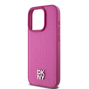 DKNY DKHMP15LPSHRPSP Apple iPhone 15 Pro 6.1 inch rožinės spalvos kietas dėklas Leather Monogram Pattern Metal Logo MagSaf - Image 6