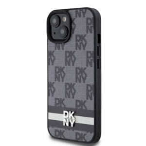 DKNY DKHCP15MPCPTSSK Apple iPhone 15 Plus   14 Plus 6.7 inch juodos spalvos kietas dėklas Leather Checkered Mono Pattern - Image 2