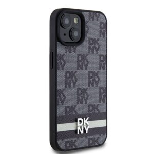 DKNY DKHCP15MPCPTSSK Apple iPhone 15 Plus   14 Plus 6.7 inch juodos spalvos kietas dėklas Leather Checkered Mono Pattern - Image 4